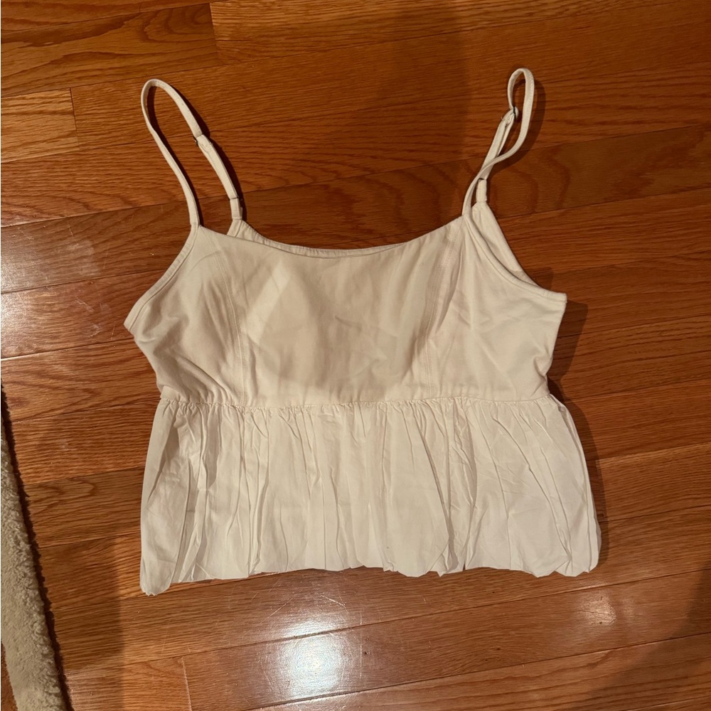 Cropped peplum bubble tank